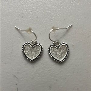 Twisted Silver Heart Drop Earrings